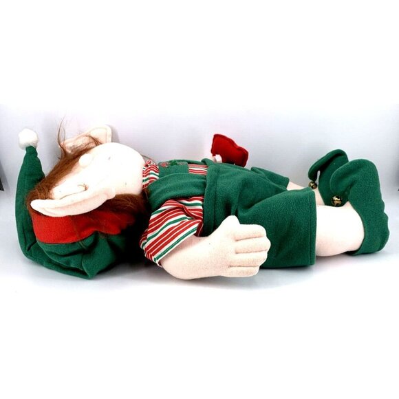 Elf Soft Sculptured Plush Toy Jointed Wood Worker Holding Hammer Bells 16" - Picture 7 of 9